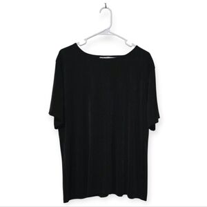 Kathie Lee Collection Black Stretch Knit Top Short Sleeve Boat Neck Size 3X